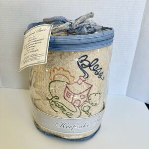 Keepsake Throw Embroidered Woven Cotton 50" x 60" & sachet "Bless our Home"